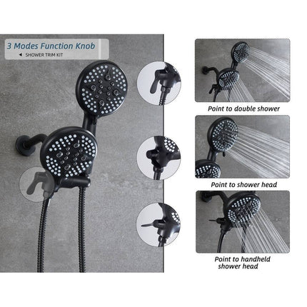 Matte Black Shower System Tub Faucet Set 5 Inch Shower Head Complete Kit