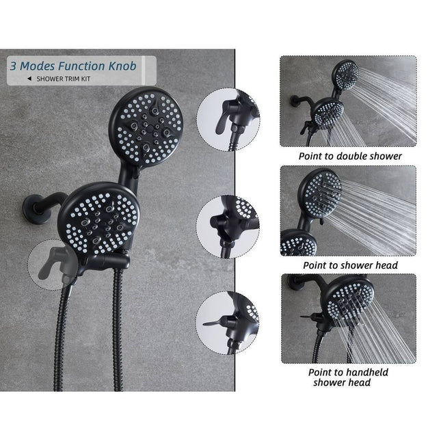 Matte Black Shower System Tub Faucet Set 5 Inch Shower Head Complete Kit