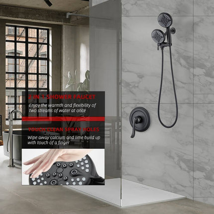 Matte Black Shower System Tub Faucet Set 5 Inch Shower Head Complete Kit
