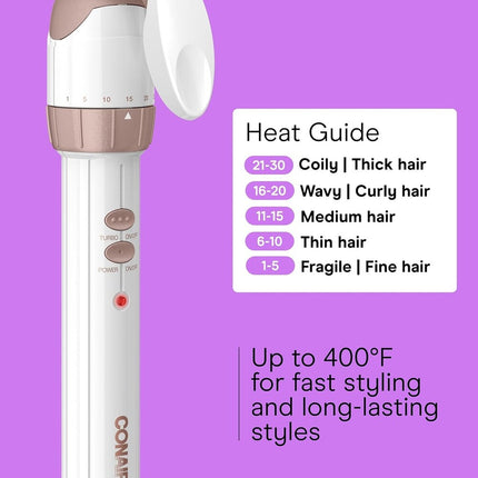 Double Ceramic Deep Wave Triple Barrel Hair Weaver – 30 Heat Settings, White