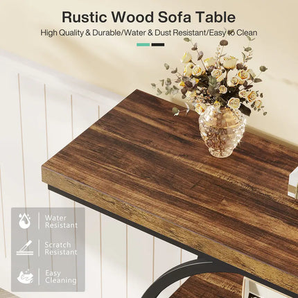 4-Tier Industrial Sofa/Entryway Console Table – Modern Storage
