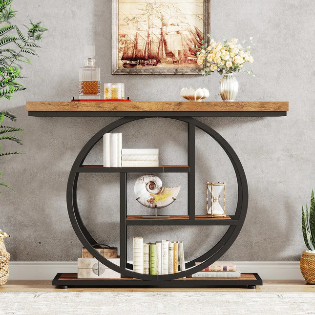 4-Tier Industrial Sofa/Entryway Console Table – Modern Storage