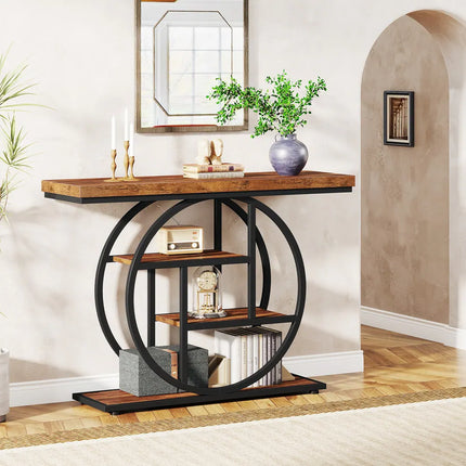 4-Tier Industrial Sofa/Entryway Console Table – Modern Storage