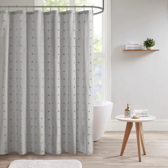 Brooklyn Cotton Jacquard Pom Pom Shower Curtain for Stylish Bathroom Decor