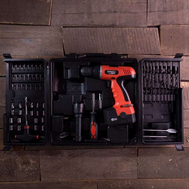 18V Cordless Drill & 78-Piece Tool Set – Bits, Flashlight & Toolbox