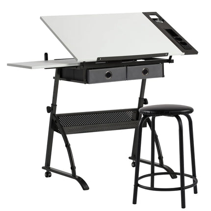 2-Piece Craft & Drawing Table with Stool, Core Craft Center Set