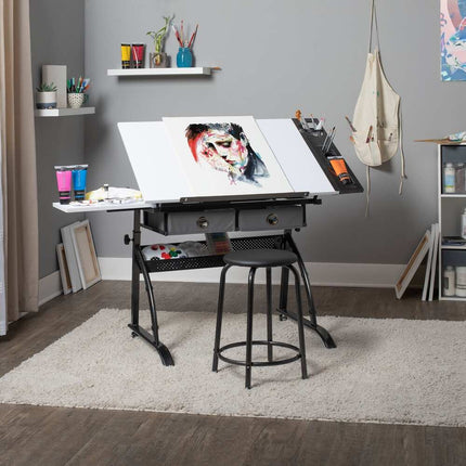 2-Piece Craft & Drawing Table with Stool, Core Craft Center Set