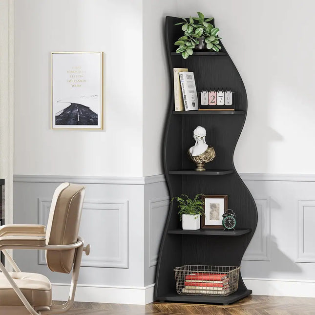Corner Shelf Bookcase – Unique Shape for Living Room & Home Office