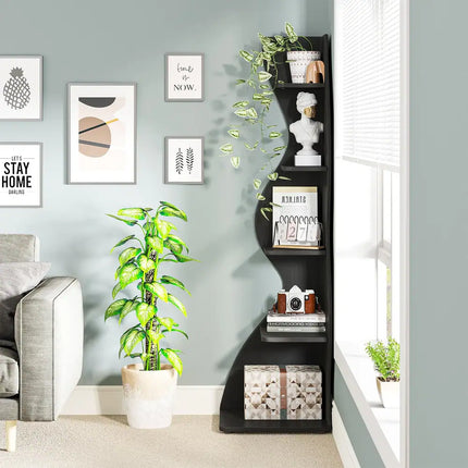 Corner Shelf Bookcase – Unique Shape for Living Room & Home Office