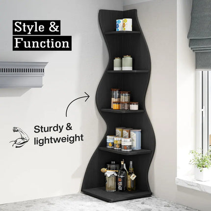 Corner Shelf Bookcase – Unique Shape for Living Room & Home Office