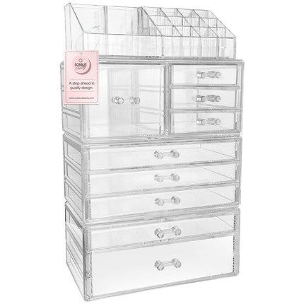 4-Piece X-Large Cosmetic Makeup Jewelry Storage Organizer Case Set for Vanity