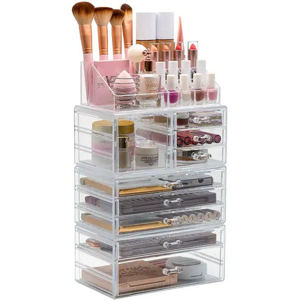 4-Piece X-Large Cosmetic Makeup Jewelry Storage Organizer Case Set for Vanity