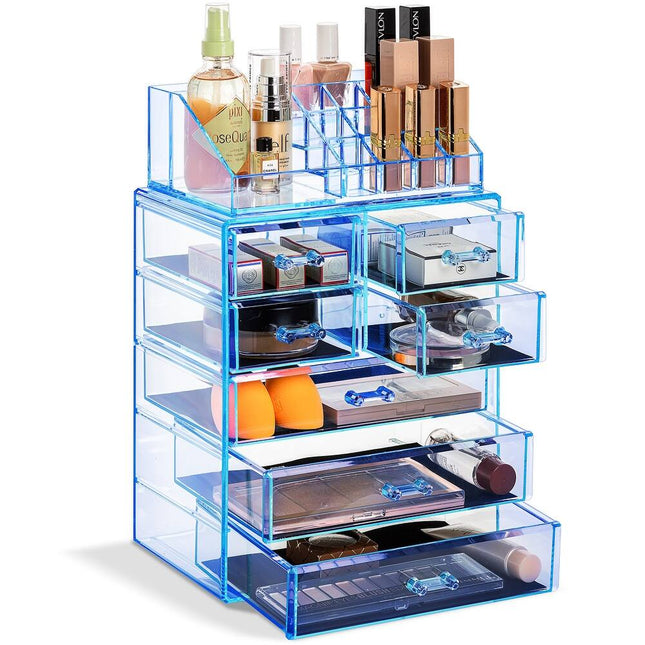 Cosmetic Makeup and Jewelry Storage Case with 3 Large and 4 Small Drawers Organizer