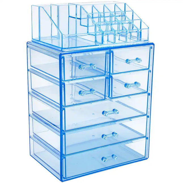Cosmetic Makeup and Jewelry Storage Case with 3 Large and 4 Small Drawers Organizer