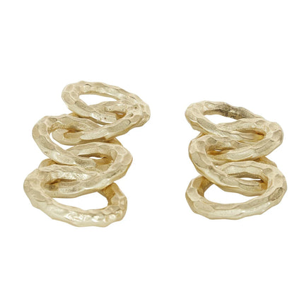 Gold Aluminum Metal Chain Decorative Sculpture Set of 2 Modern Home Decor