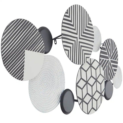 Decorative Black Metal Wall Plate Art with Detailed Pattern Design