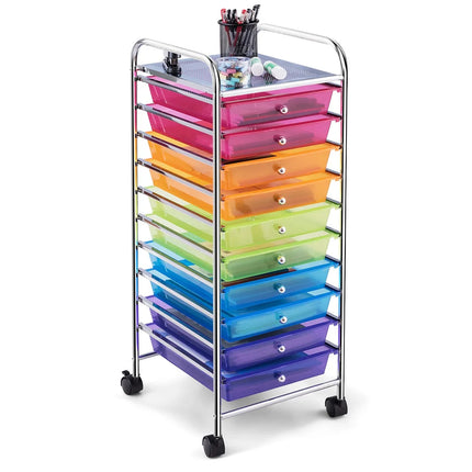 10 Drawer Rolling Storage Cart for Scrapbook Paper Office School Organizer