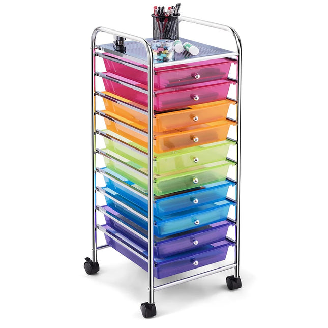 10 Drawer Rolling Storage Cart for Scrapbook Paper Office School Organizer