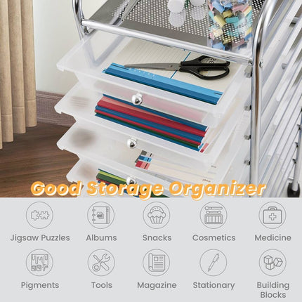 10 Drawer Rolling Storage Organizer Cart for Scrapbook Paper & Office Use