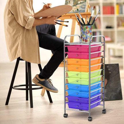 10 Drawer Rolling Storage Cart for Scrapbook Paper Office School Organizer