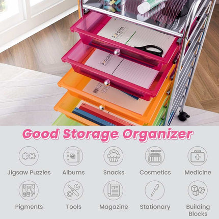 10-Drawer Rolling Storage Cart for Scrapbook Paper Office School Supplies Organizer