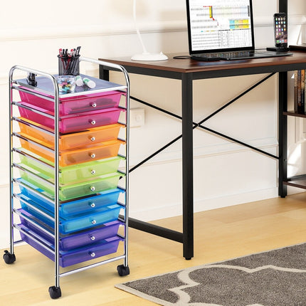 10 Drawer Rolling Storage Cart for Scrapbook Paper Office School Organizer