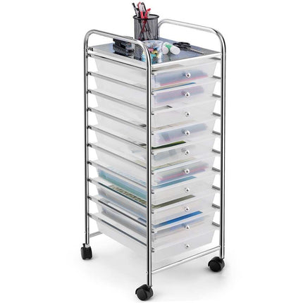 10 Drawer Rolling Storage Organizer Cart for Scrapbook Paper & Office Use