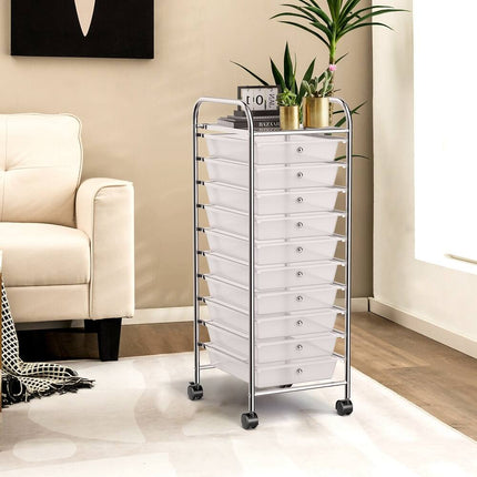 10 Drawer Rolling Storage Organizer Cart for Scrapbook Paper & Office Use
