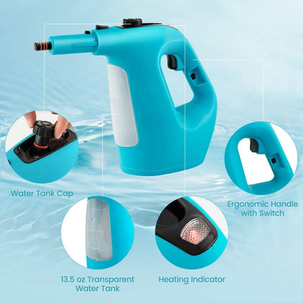 1400W Multi-Purpose Steam Mop Handheld Steam Cleaner 14 Attachments