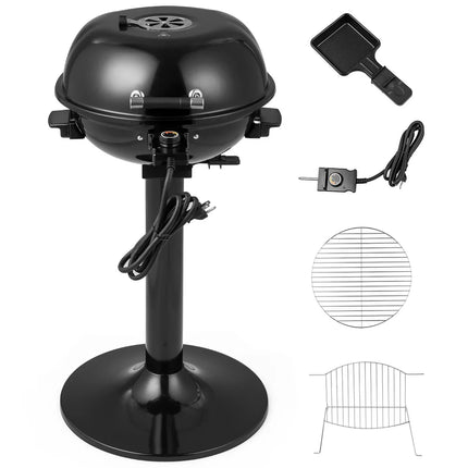 1600W Electric Grill BBQ with Warming Rack Adjustable Heat Control Cooker