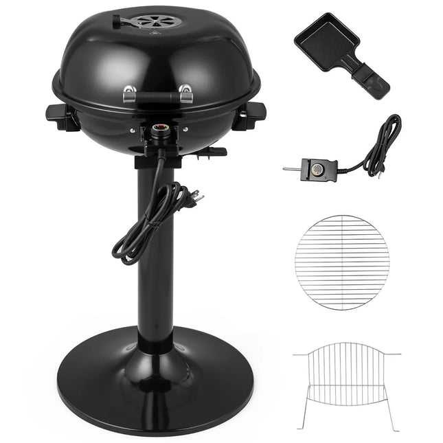 1600W Electric Grill BBQ with Warming Rack Adjustable Heat Control Cooker