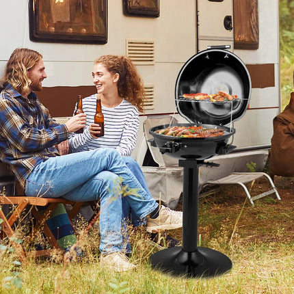 1600W Electric Grill BBQ with Warming Rack Adjustable Heat Control Cooker