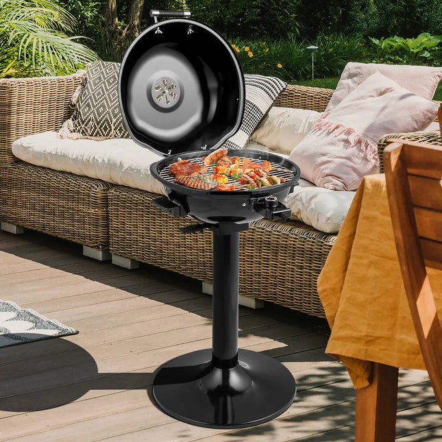 1600W Electric Grill BBQ with Warming Rack Adjustable Heat Control Cooker