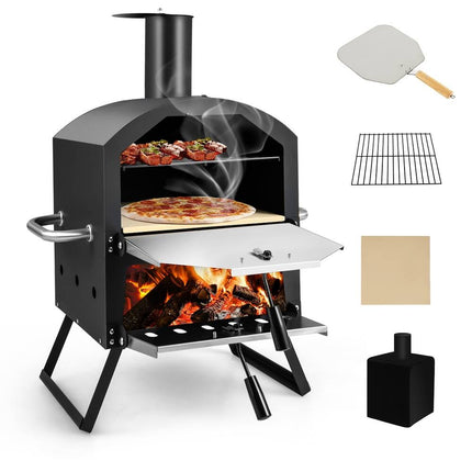 2 Layer Wood Fired Pizza Oven Outdoor Pizza Grill Maker 21.5 x 12 x 28 Inch
