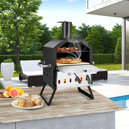 2 Layer Wood Fired Pizza Oven Outdoor Pizza Grill Maker 21.5 x 12 x 28 Inch