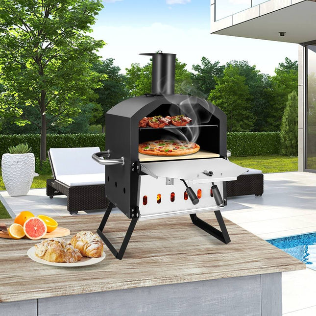 2 Layer Wood Fired Pizza Oven Outdoor Pizza Grill Maker 21.5 x 12 x 28 Inch