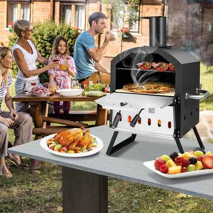 2 Layer Wood Fired Pizza Oven Outdoor Pizza Grill Maker 21.5 x 12 x 28 Inch