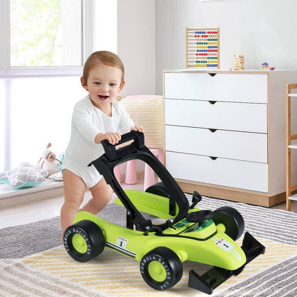 4-in-1 Baby Walker – Foldable, Adjustable Activity Push Walker, Blue & Green