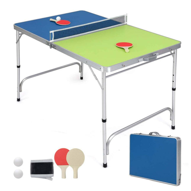 Portable Mini Table Tennis Table 47" x 30" with Adjustable Height