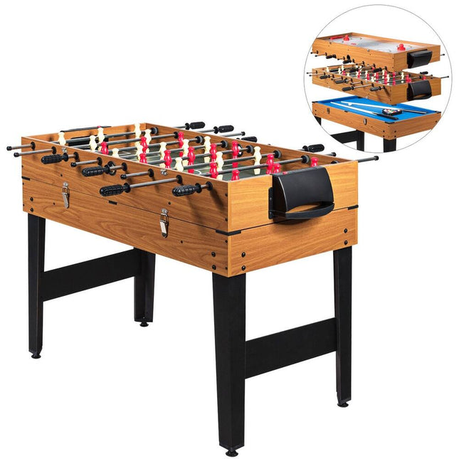 48 Inch 3-in-1 Game Table Foosball Billiards Soccer Multi Combo Table