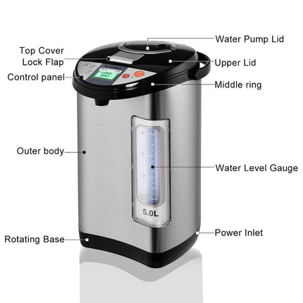 5 Liter LCD Electric Water Boiler Warmer Hot Pot Kettle 9x12x16 Inch