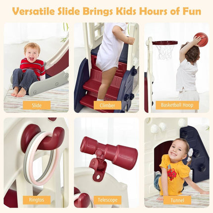 6-in-1 Large Kids Slide and Toddler Climber Playset for Indoor Outdoor Fun