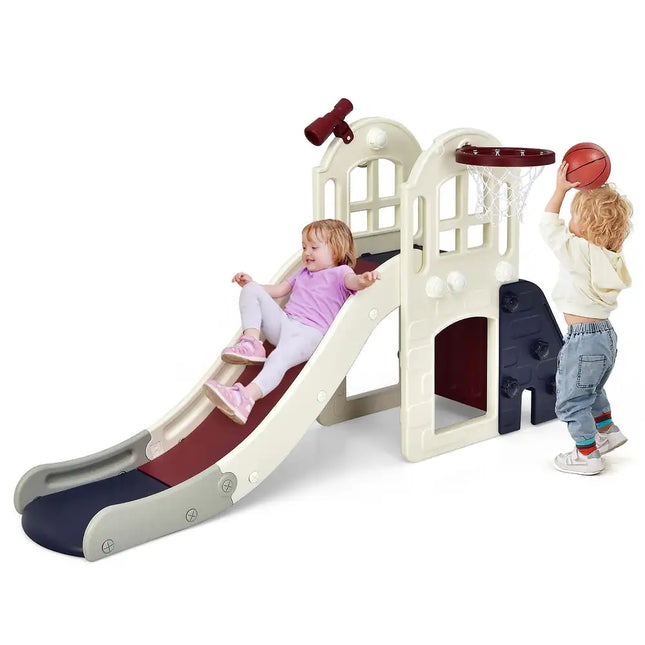 6-in-1 Large Kids Slide and Toddler Climber Playset for Indoor Outdoor Fun