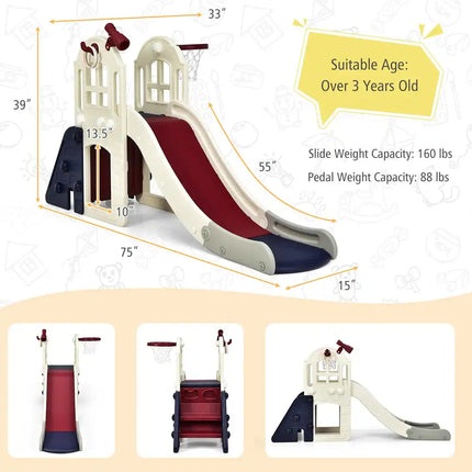 6-in-1 Large Kids Slide and Toddler Climber Playset for Indoor Outdoor Fun