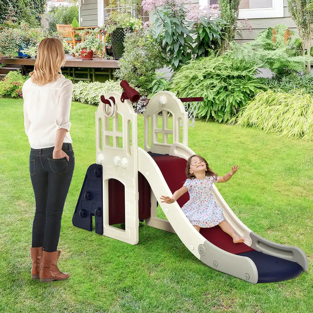 6-in-1 Large Kids Slide and Toddler Climber Playset for Indoor Outdoor Fun