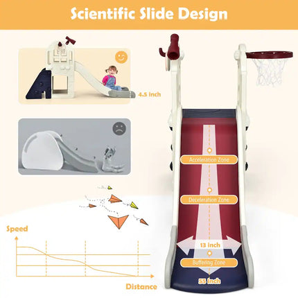 6-in-1 Large Kids Slide and Toddler Climber Playset for Indoor Outdoor Fun