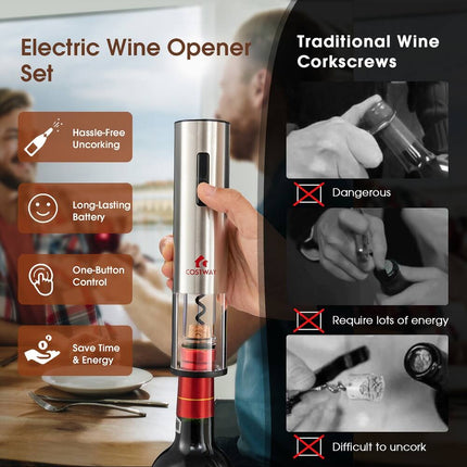 6-in-1 Electric Wine Opener Set – Rechargeable, Cordless & Convenient