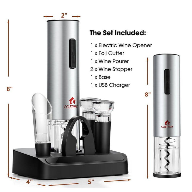 6-in-1 Electric Wine Opener Set – Rechargeable, Cordless & Convenient