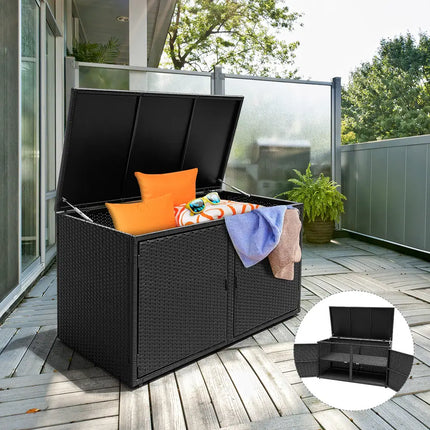 88 Gallon Garden Patio Rattan Storage Container Box Bin Outdoor Organizer