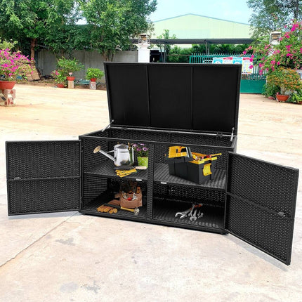 88 Gallon Garden Patio Rattan Storage Container Box Bin Outdoor Organizer